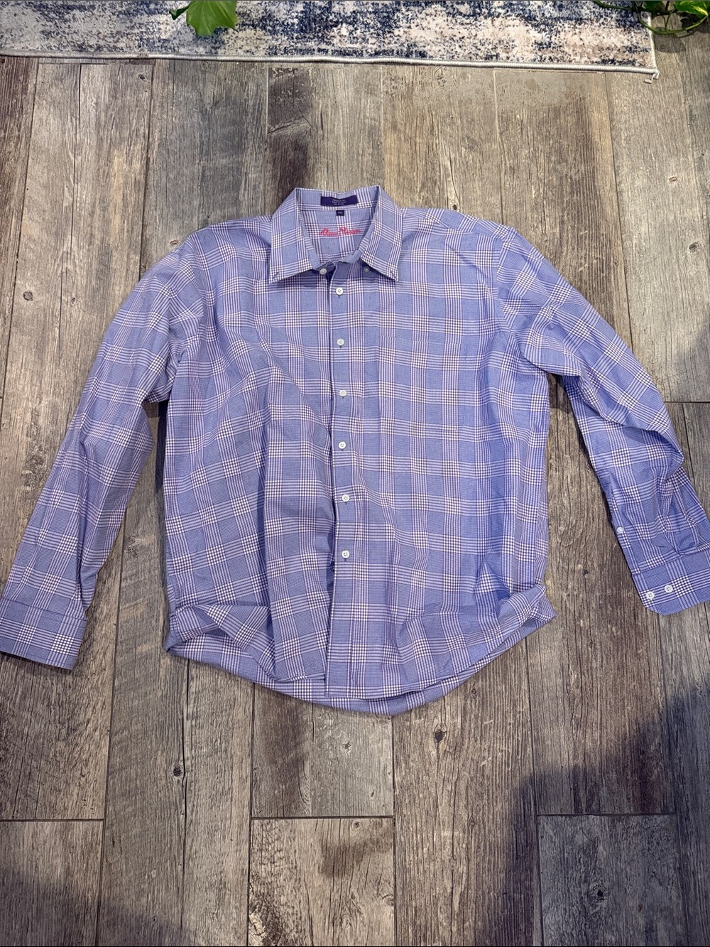 Alan Flusser Lavender Plaid Dress Shirt with Subtle Check